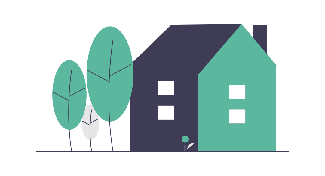 Illustration Haus mit Bäumen