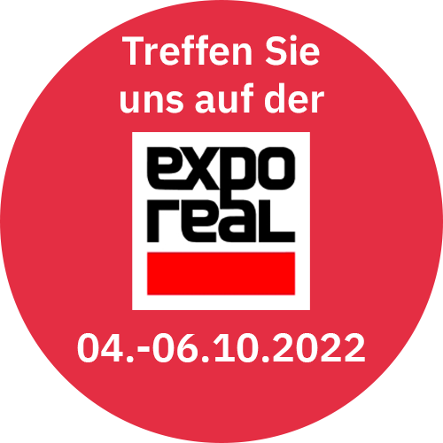 Ein Störer-Label mit dem Logo der Expo Real.