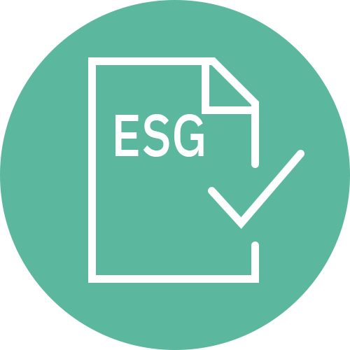 Icon mit einem Blatt Papier und den Buchstaben ESG