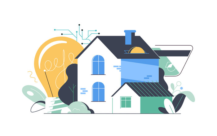 Eine Illustration von zwei Häusern | Symbolbild für BEG-Förderung für Energieeffizienz.